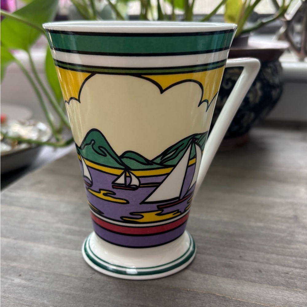 Vintage Art Deco Style Mug by Wren Giftware "Caribbean" Clarice Cliff Sun Fine B